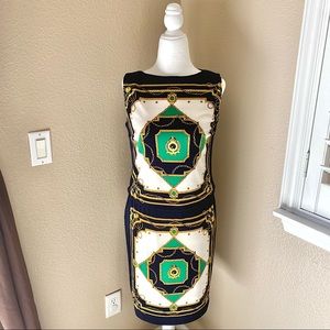 LRL | Tassel & Chain Printed Sheath Dress